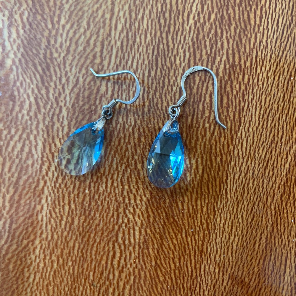 Blue Crystal Drop Earrings